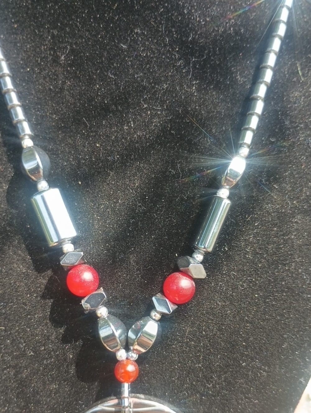 Vintage Hematite Pendant Necklace - Picture 4 of 5
